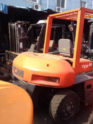 China Used TCM FD80 forklift truck 8T ISUZU engine 3m lifting heightdiesel forklift for sale