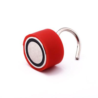 China Metal 2023 hot selling Red Rubber Coated with Hook Silica Magnet silica gel hook Magnetheden for sale