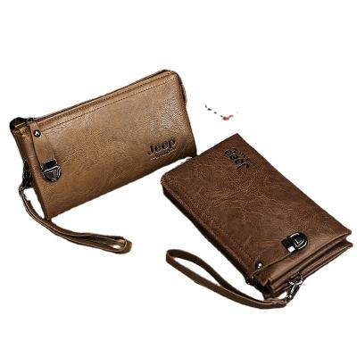 China 2021 NEW long PU leather business casual clutch large capacity waterproof male cell phone wallets for man for sale