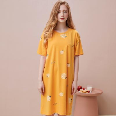 China QUICK DRY pajamas for women new summer loose plus size knitted nightgown fruit printed sleepwear for sale