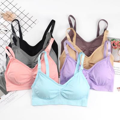 China Factory Wholesale Seamless Breathable Nursing Wireless Pregnant Lift Up Underwear Antibacterial Maternity Nursing Bra for sale