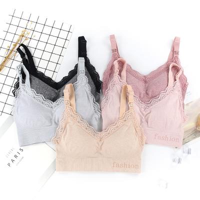 China High Quality Women's Maternity Bra Breathable No Steel Rings Lace Front Buckle Maternity Nursing Underwear Soft Breathable Comfortable for sale