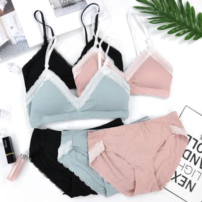 China Sexy seamless high quality girls back bra sets lace up seamless comfort beauty soft back bra sets wireless for sale