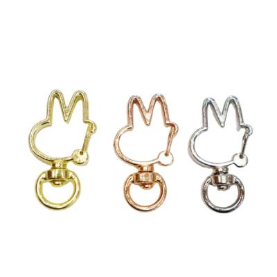 China Metal Cartoon DIY Accessories Rabbit Shape Link Chain Buckle Rotary Handcrafted Accessories Acrylic Jewelry Other Key Chain Ring for sale