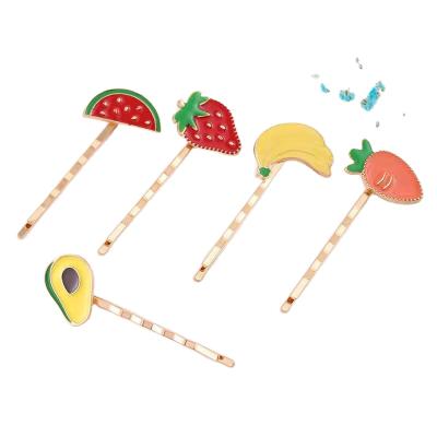 China Simple fruit hair clip strawberry one word cartoon hair clip lovely girl sweet hair decoration with avocado for sale