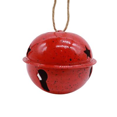 China Christmas Decorations 80mm Dot Metal Red Black Chime Jingles Decorated Window Yard Christmas Decorations Craft Gift Christmas Tree Pendant for sale