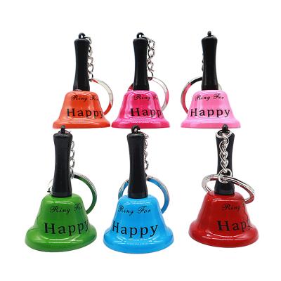 China Wholesale Custom Logo Bar Church School Decoration Metal Hand Bells Children's Toy Key Chain Hanging Mini Open Bell Hand Bells Key Chain for sale