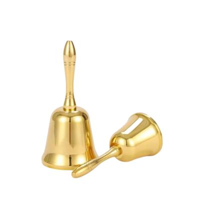 China Exquisite China Gold Pure Copper Vintage Large Handbell Reception Restaurant Call Bell Gift Bell for sale