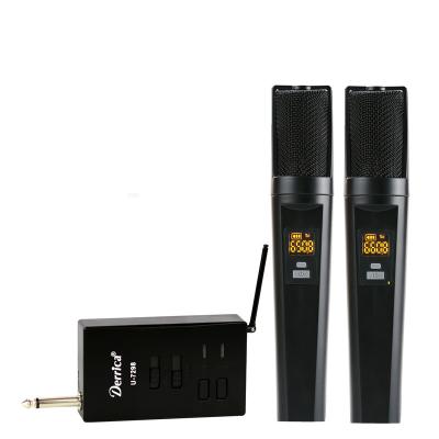 China New U-7298 Mini Rechargeable Dual Channel Handheld Microphone UHF Wireless Microphones System With Echo for sale