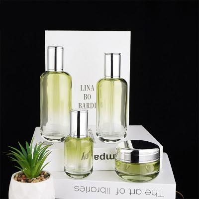 China Skincare Packaging 30g 50g 40ml 100ml Luxury Round  Shoulders Square Cream Cosmetic  Glass Bottle  Glass Pump Lotion Skincare for sale