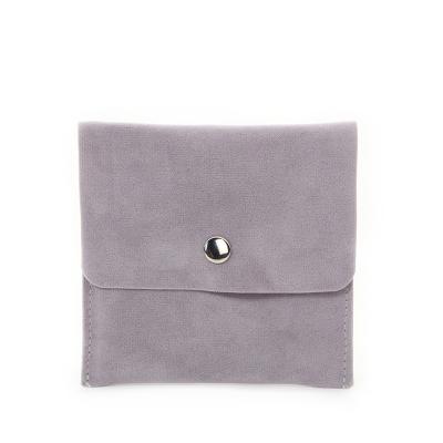 China Jewelry Storage Packaging Jewelry Earrings Necklace Universal Packaging Double Sided Suede Delicate Snap Closure Envelope Bag for sale