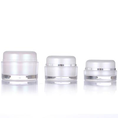 China Cosmetic cream bottle 15g 30g 50g white pearlescent injection cream bottle eye cream subpackaging tank for sale