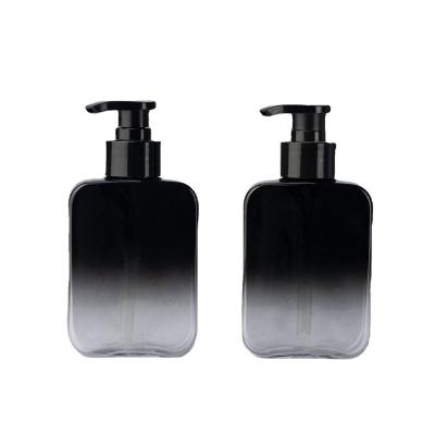 China 170ml   PETG Plastic  Cosmetic square flat bottle  Bottle Pump cap For Body wash and Shampoo  lotion packaging Bottle for sale