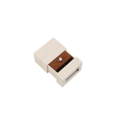 China Ring box drawer wooden ring jewelry box with transparent PVC window for sale