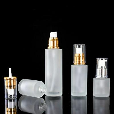 China Hot Discounts Products 20ml 30ml 40ml 60ml Empty Clear Turn Lock Pump Airless Liquid Foundation Packaging Glass Bottle for sale