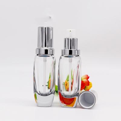 China Verpackende Glasflasche der heißen Drehungs-Verschluss-Pumpen-luftlosen flüssigen Grundierung der Rabatt-Produkt-30ml leeren klaren zu verkaufen