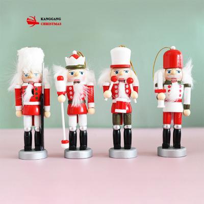 China Festival Stuff New Design Christmas Decoration Supplies 4pcs/Set 13cm Color Wooden Soldier In Various Styles Material Nutcracker for sale