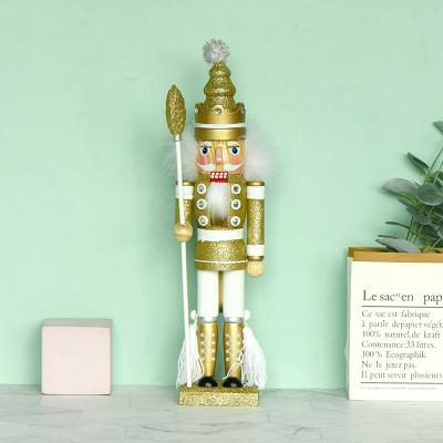 China 2022 Kanggang Wooden Christmas Decoration Hair King Nutcracker Christmas Puppet Fluffy Soldier 40CM New for sale