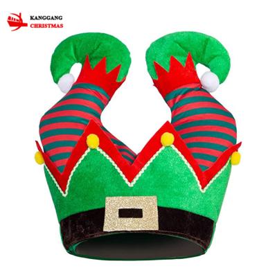 China 2022 Eco-Friendly Kanggang Latest Christmas Decoration Non-woven Inverted Christmas Hat Christmas Clown Hat for sale