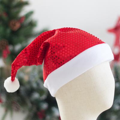 China Yiwu Novelty Eco-friendly Christmas Decoration Knitted Flannel Pure Color Christmas Snap Hat for sale