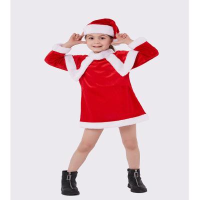 China Velvet Santa Suit Costume For Kids Xmas Christmas Skirt Classic Children Christmas Decoration KangGang Christmas Decoration Girls Suit Red for sale