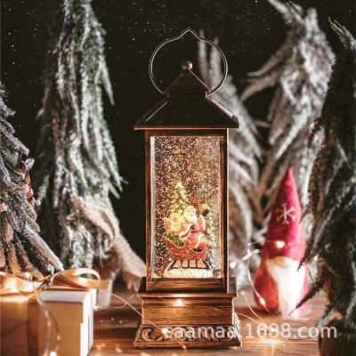 China In Stock Kanggang Christmas Decoration Christmas Music Box Led Lights Crystal Snow Globe Automatic Snow Decorative Christmas Lantern for sale