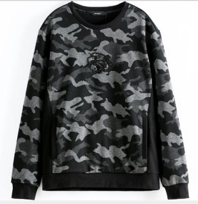 China Oversized Camo Anti Shrink Anti Shrink Streetwear Sports Camouflage Pullover Crewneck Sweatshirt Custom Printed Men for sale