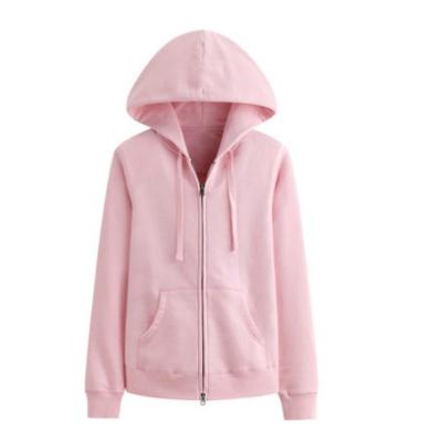 China Wholesale Plus Size Fashion Street Style Terry Zip Up Custom Pink Zipper Hoodie Jacket Full French Style Sweatshirt Women for sale