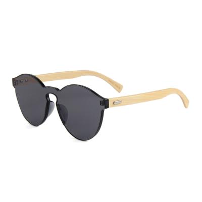 China Fashion sunglasses shape temple bamboo sunglasses one piece lens plastic frame bamboo sunglasses for sale