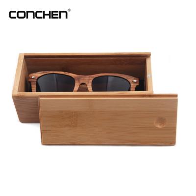 China Custom wholesale fashion sunglass case 2019 sunglasses square shape luxury wooden eyewear case for sale