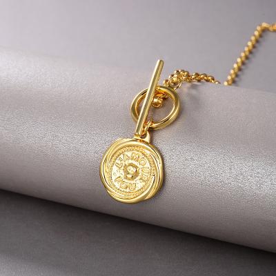 China Casual/Vintage/Trendy/Simply Vintage Style 18k Gold Rose Flower Bar T Toggle Coin Necklace Custom Necklace for sale