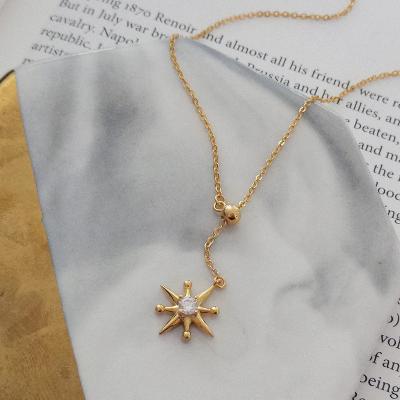 China Casual/Vintage/Trendy/Simply Minimalist Gold Star Diamond Octagon Star Necklace for sale