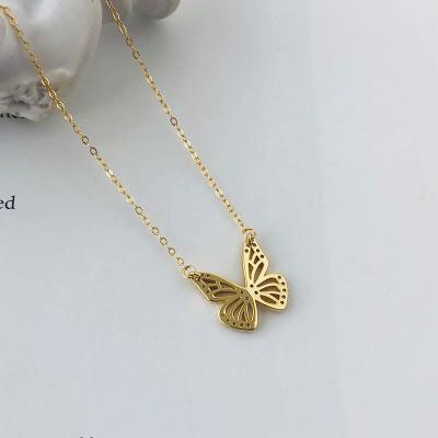 China Women Casual / Fashionable Loose Gold 925 Sterling Silver Butterfly Necklace Jewelry for sale