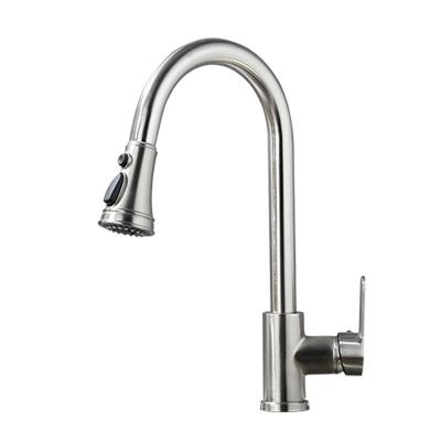 China Modern SEND Kitchen Sink Faucet Pull Down Sprayer Single Handle Brushed Nickel High Arc To Pull Out Brass Kitchen Faucets With Swivel for sale