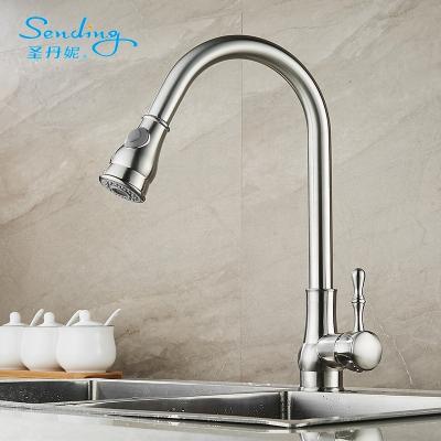 China SEND Modern Pull Out Kitchen Sink Faucet With Single Swivel Spout Handle Mixer Tap 360 Rotation Kitchen Shower Faucet for sale