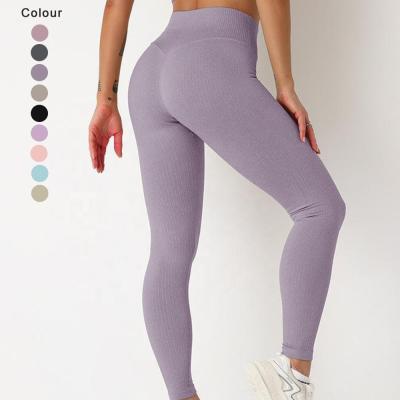 China Wholesale Breathable Sportswear Woman Fitness Clothing Knitted Ribbed Seamless Legging Yoga Gaiters For Women for sale