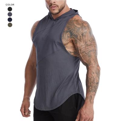 China QUICK DRY Clothing Men's Plus Size Workout Sports Tops Moisture Wicking Fitness Gym Quick Dry Vest Running Sleeveless Hoodie for sale