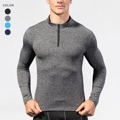 China Gym Clothing Mens Sweatshirt QUICK DRY Autumn Fitness Thicken Straight Long Sleeve T-shirt Zipper Sports Jackets Tight Quick Dry Man Half for sale