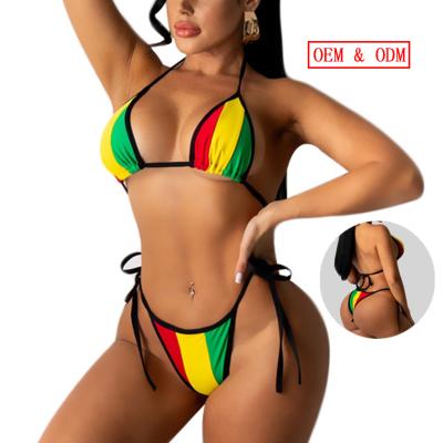 China Wholesale Custom Made Breathable African Swimwear Bikini Set 2021 Designer Women Beach Wear and Rasta Swimwear Thong Swimwear for sale