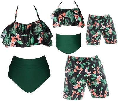 China Wholesale Custom Beach Wear Swimwear Breathable Ruffle Matching Father And Son Bikini Set Family Swimwear Swimwear for sale