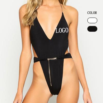 China Cavity Outlet Breathable Swimwear One Piec Halter Bikini Swimwear Thong Cut Out Swimwear Solid Color Bikinis String String Bikini for sale