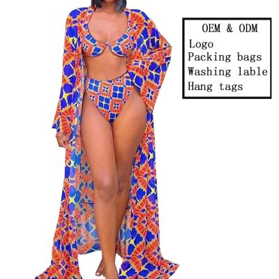 China Breathable Wholesale 3 Piece Bikini 2021 Beach Wear Women Swimwear Thong With Cover And Fashionable African Swimwear Swimwear for sale