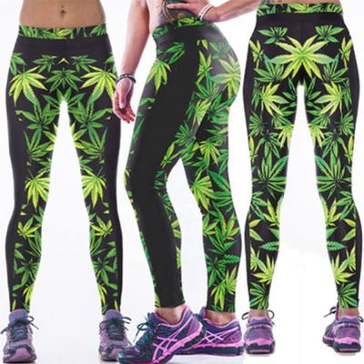 China Rasta 2021 Breathable Use Jamaican Yoga Pants African Leaf Print Weed High Waisted Workout Gaiters And Butt Lift Gaiters For Women for sale