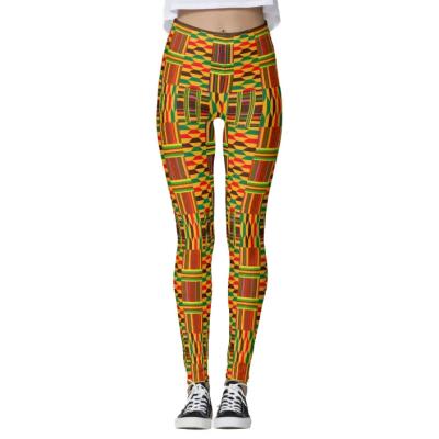 China Breathable Gym Sports Wear Women's Kente Custom Leggings High Waist Yoga Pants Rasta Colorful 2021 Gaiters for sale