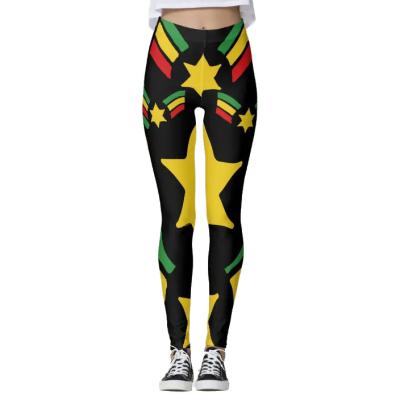 China 2021 Breathable Workout Wear For Women Rasta Reggae Leggings Stars Military Design Push Up Printed Leggings for sale