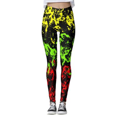 China 2021 Women Fitness Breathable Rasta Breathable Paint Splash Active Wear Leggings Yoga for sale