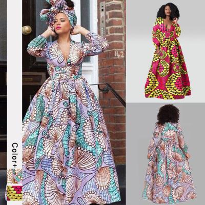 China Fashion Elegant Casual Wear Anti-wrinkle Printing Maxi Ladies Party Dress African 2021 Women's Clothing Evening Dress for sale