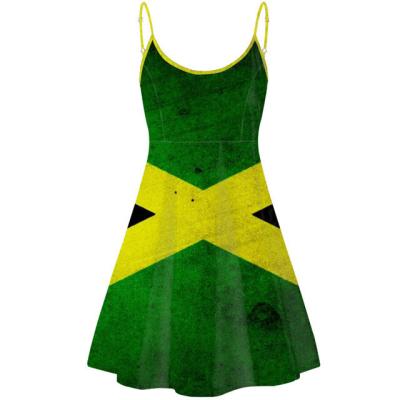 China Anti-Wrinkle Jamaican Rasta Flag Dresses Sleeveless Formal Dress And Stylish Casual Dresses 2021 Summer Women Adjustable Strap for sale