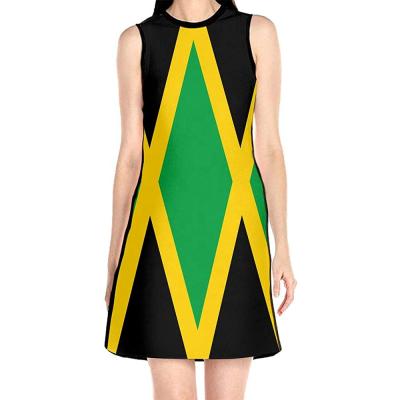 China Wholesale Anti-Wrinkle And Sleeveless African Rasta Clothing Summer Jamaican Dresses Print Women Casual Dress A Line Dress 2021 for sale