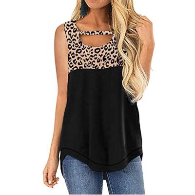 China Wholesale Custom Breathable Women Clothing Crew Neck Tank Tops Summer Leopard Print Cami Shirts Casual Blouses Top 2021 for sale